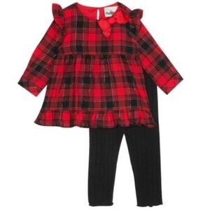 Rare Editions Baby Girls Plaid Top and Legging Set